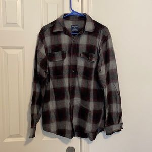 Faded Glory Flannel! Gray, Red, and Black. Size M!